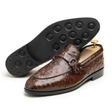 Tie ostrich - Brown Hand Made Pure Cow Leather Shoes