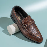 Tie ostrich - Brown Hand Made Pure Cow Leather Shoes