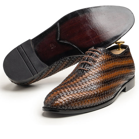 BILL - TWO TONE LACE Hand Made Pure Cow Leather Shoes