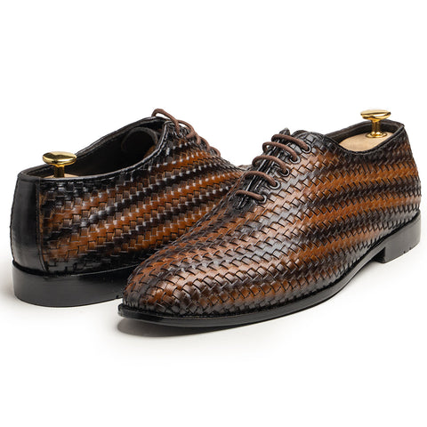 BILL - TWO TONE LACE Hand Made Pure Cow Leather Shoes