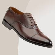 Plain Laces-N-Brown Hand Made Pure Cow Leather Shoes