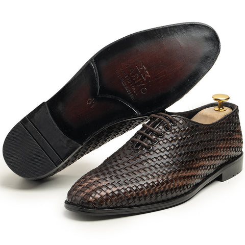 BILL -LACES Brown Hand Made Pure Cow Leather Shoes