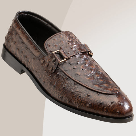 Tie ostrich - Brown Hand Made Pure Cow Leather Shoes