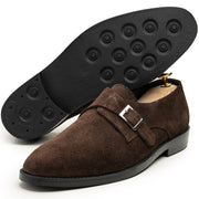 SUEDE_STRIP BROWN Hand Made Pure Cow Leather Shoes