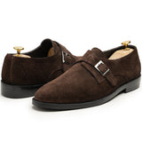 SUEDE_STRIP BROWN Hand Made Pure Cow Leather Shoes