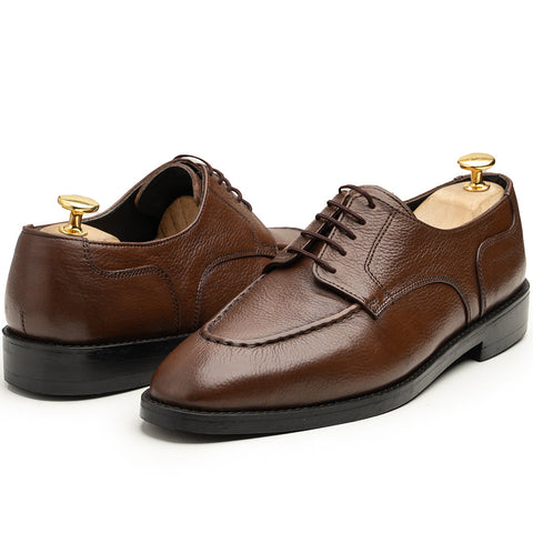 PLAIN BROWN LACES Hand Made Pure Cow Leather Shoes